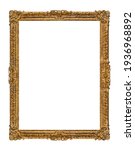 Small photo of Old wooden picture frame isolated on white background
