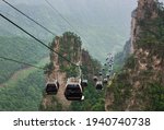 Cableway in Tianzi Avatar mountains nature park - Wulingyuan China - travel background
