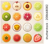 set of fruit halves. slices of... | Shutterstock .eps vector #208668082