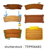 set of wooden banners with... | Shutterstock .eps vector #759906682