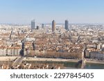Lyon panorama from top to city dowtown - France Europe