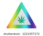 Traffic sign isolated - Marihuana - Isolated and rainbow colored