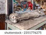 Small photo of Wirksworth, UK - July 12th 2023: Effigy tomb of Sir Anthony Lowe (d. 1555), servant to various Tudor monarchs.