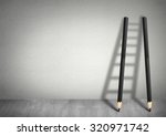 success creative concept, pencil Ladder with copy space