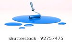 3d roller and blue spilled... | Shutterstock . vector #92757475
