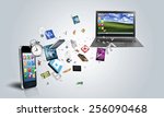 laptop and mobile smartphone... | Shutterstock . vector #256090468