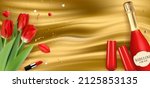 realistic 3d champagne red... | Shutterstock . vector #2125853135