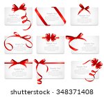 card with red ribbon and bow... | Shutterstock .eps vector #348371408