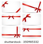 gift card set with red ribbon... | Shutterstock .eps vector #350985332