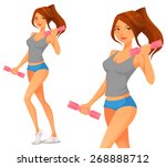 cute cartoon girl exercising...