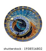 Old Astronomical Clock Isolated ...