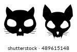 set of funny evil cat skulls...