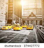 Yellow Cabs On Park Avenue In...