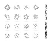 day and night vector line icons ... | Shutterstock .eps vector #624391952