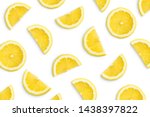Lemon slices as pattern isolated on white background