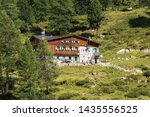 Small photo of DAONE, TRENTINO ALTO ADIGE, ITALY, AUG 3, 2015: Alpine hut Val di Fumo in the National Park of Adamello Brenta of the mountaineering society S.A.T. (Tridentine alpinist society), Italian Alps, Europe