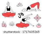 young woman in different yoga... | Shutterstock .eps vector #1717635265