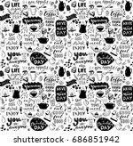 cafe seamless pattern. hand... | Shutterstock .eps vector #686851942