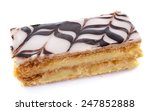 Mille Feuille or Napolean pastry in front of white background