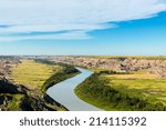 Red Deer River at the canadian badlands valley in canada