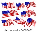 american flags waving set. | Shutterstock .eps vector #54833461