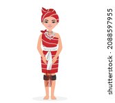 red karen lady in northern of... | Shutterstock .eps vector #2088597955