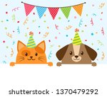 cute funny cartoon cat and dog... | Shutterstock .eps vector #1370479292