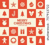 flat christmas icons seamless... | Shutterstock .eps vector #757913722