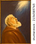 Small photo of MONOPOLI, ITALY - MARCH 5, 2022: The painting of Padre Pio in the Cathedral by Anna Brigida (1926 - 2010).
