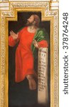 Small photo of CORDOBA, SPAIN - MAY 27, 2015: The fresco of prophet Micah in church Iglesia de San Augustin from 17. cent. by Cristobal Vela and Juan Luis Zambrano.