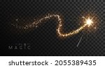 magic wand with golden glowing... | Shutterstock .eps vector #2055389435