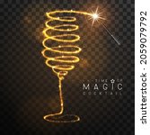Magic Wand With Golden Glowing...