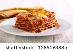 Slice Of Lasagna  On Plate...
