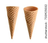Collection of empty ice cream cone isolated on white background