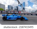 Small photo of August 06, 2022 - Nashville, TN, USA: ALEX PALOU (10) of Barcelona, Spain travels through the turns during a practice for the Big Machine Music City Grand Prix on the Streets Of Nashville