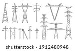 tangent towers  high voltage... | Shutterstock .eps vector #1912480948