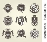 knight shields and royal coat... | Shutterstock .eps vector #1932331742