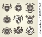 medieval royal coat of arms and ... | Shutterstock .eps vector #1932331748