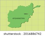 Afghanistan Map with Kabul, capital city. Editable Clip Art.