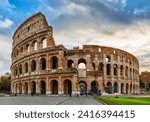 Small photo of Colosseum (Coliseum) is one of main travel attraction of Rome in Italy. Ancient Roman ruins, landscape of old Rome city.