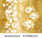 three beautiful christmas balls ... | Shutterstock . vector #525586312