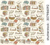 book collection seamless vector ... | Shutterstock .eps vector #307986092