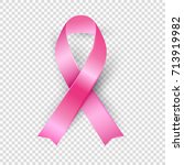 realistic 3d pink ribbon ... | Shutterstock .eps vector #713919982