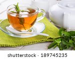 Cup Of Fresh Herbal Tea On...