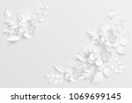 paper flower. white roses cut... | Shutterstock .eps vector #1069699145