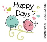 colorful hand drawn little bird ... | Shutterstock .eps vector #2058866432