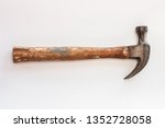 Old vintage hammer the craft tool for carpenter on white background, Isolate equipment tool antique for wood working 