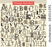 vintage alphabet  | Shutterstock .eps vector #181011392