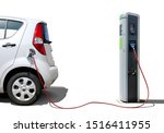 Electric Car On Charging...