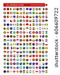 flat round icons of all world... | Shutterstock .eps vector #606609722